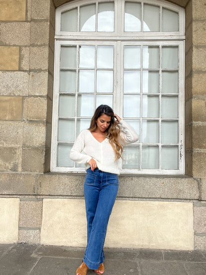 Cardigan en laine blanc Alice