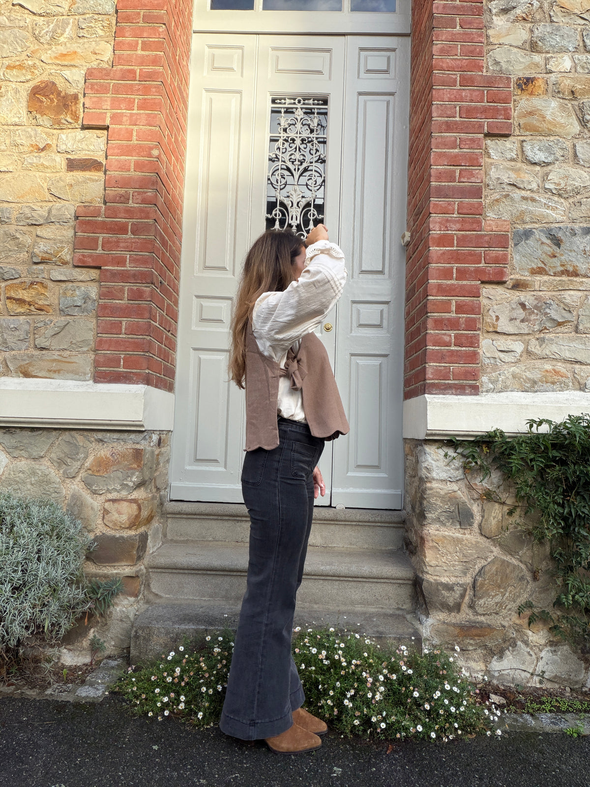 Pull sans manches taupe Charline