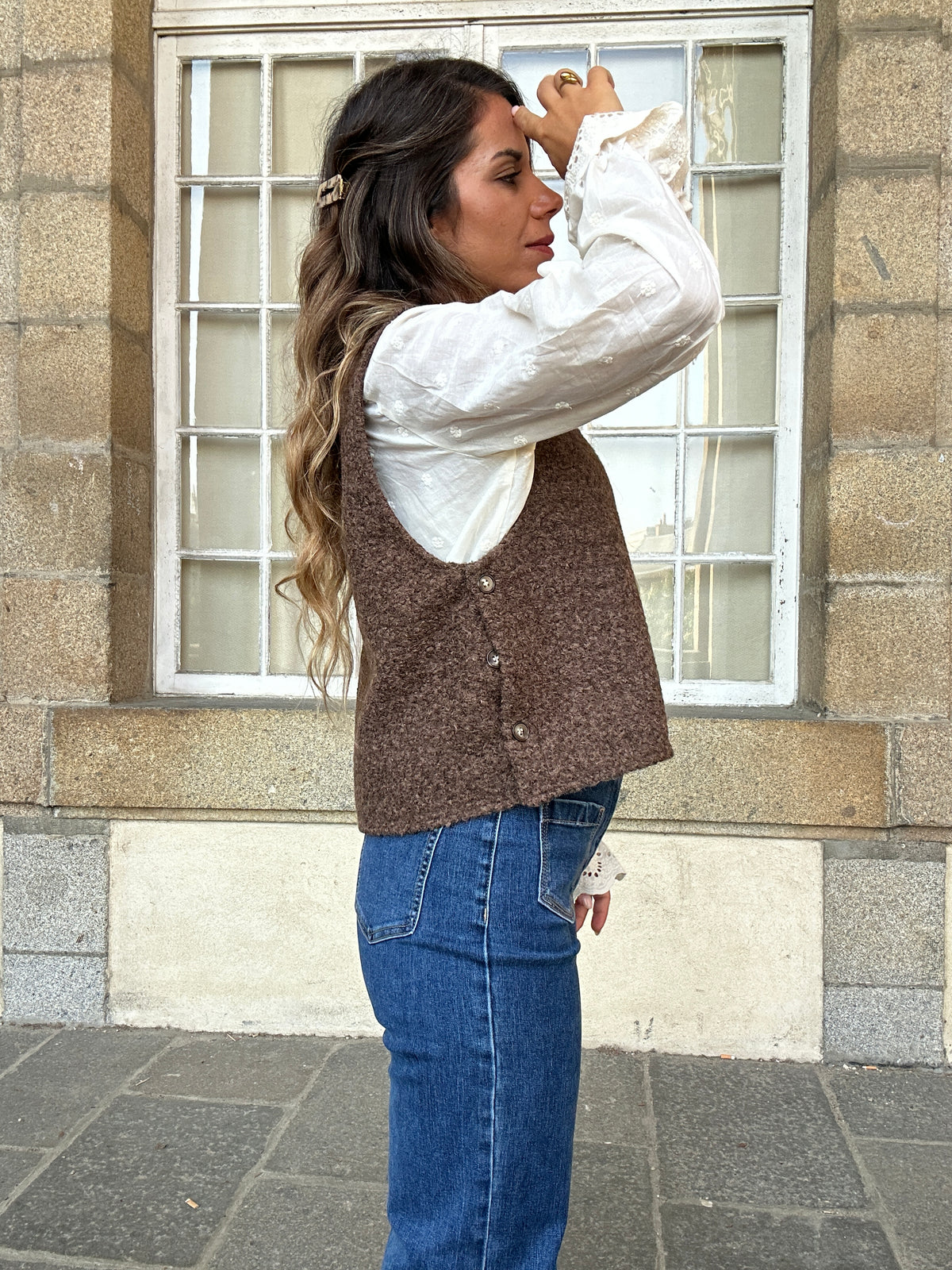 Pull sans manches Louisa marron