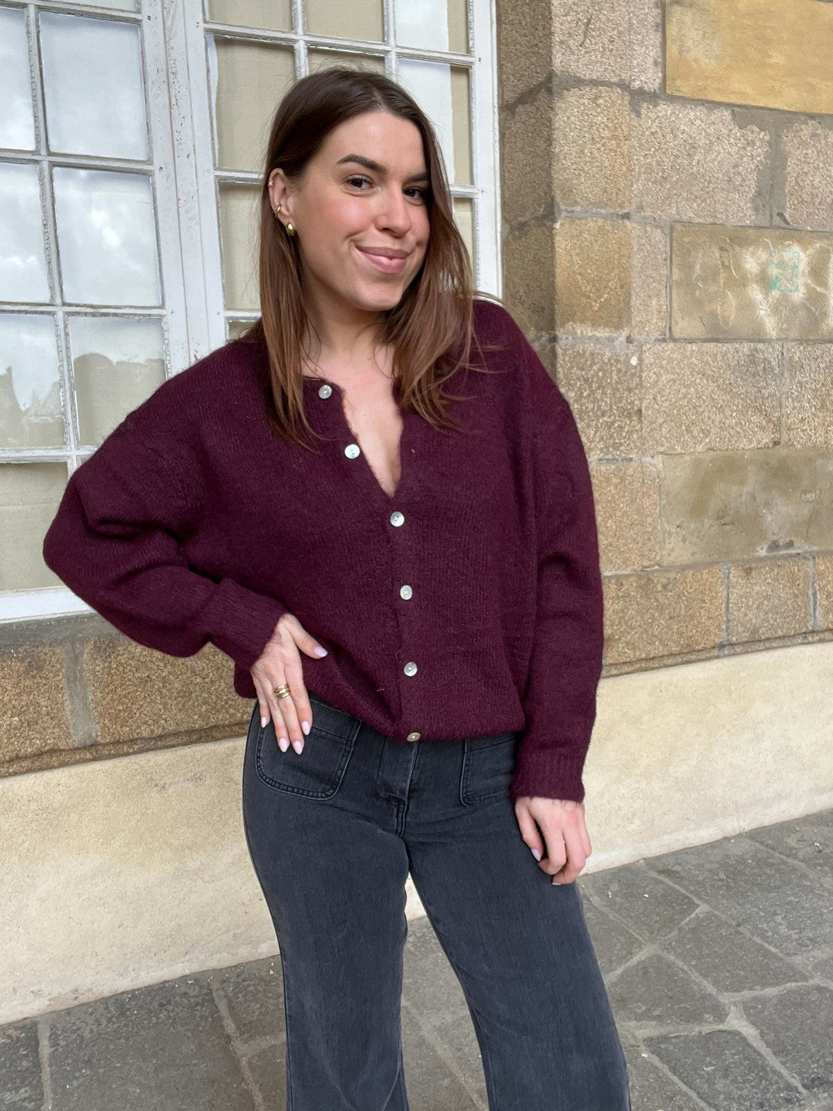 Cardigan Agatha bordeaux
