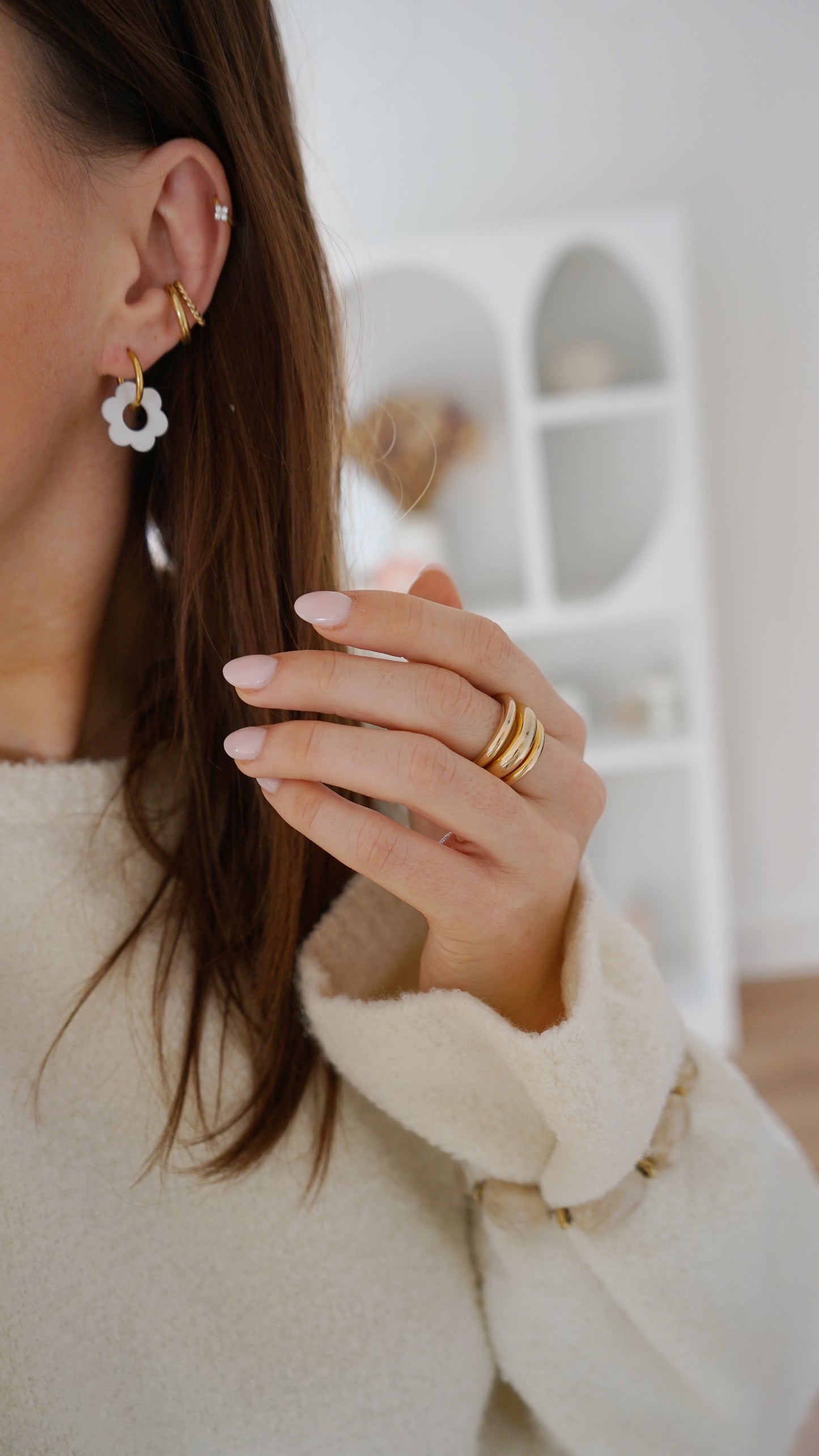Boucles d'oreille Fleur blanches