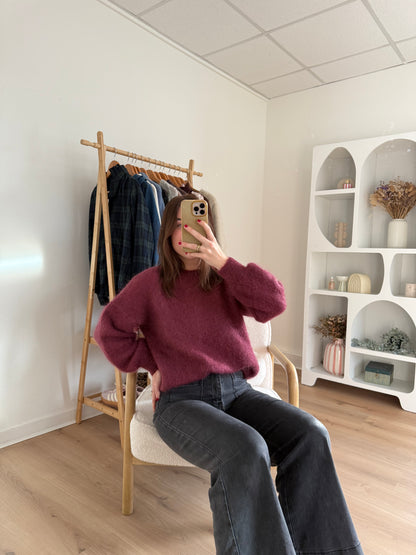 Maille en mohair et laine Gaia Bordeaux