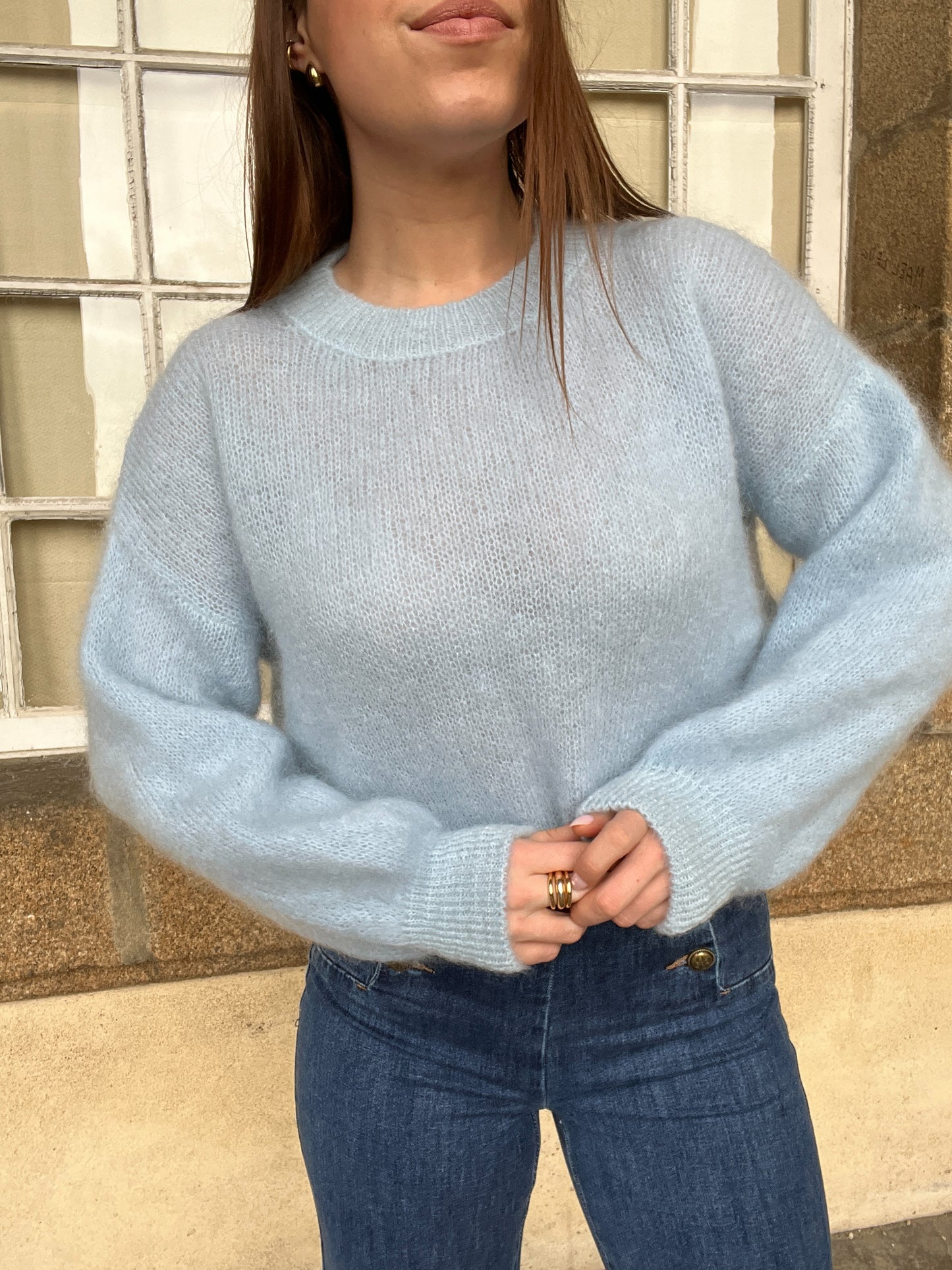 Maille en mohair et laine Gaia bleu glacier