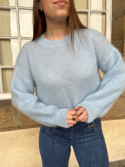 Maille en mohair et laine Gaia bleu glacier