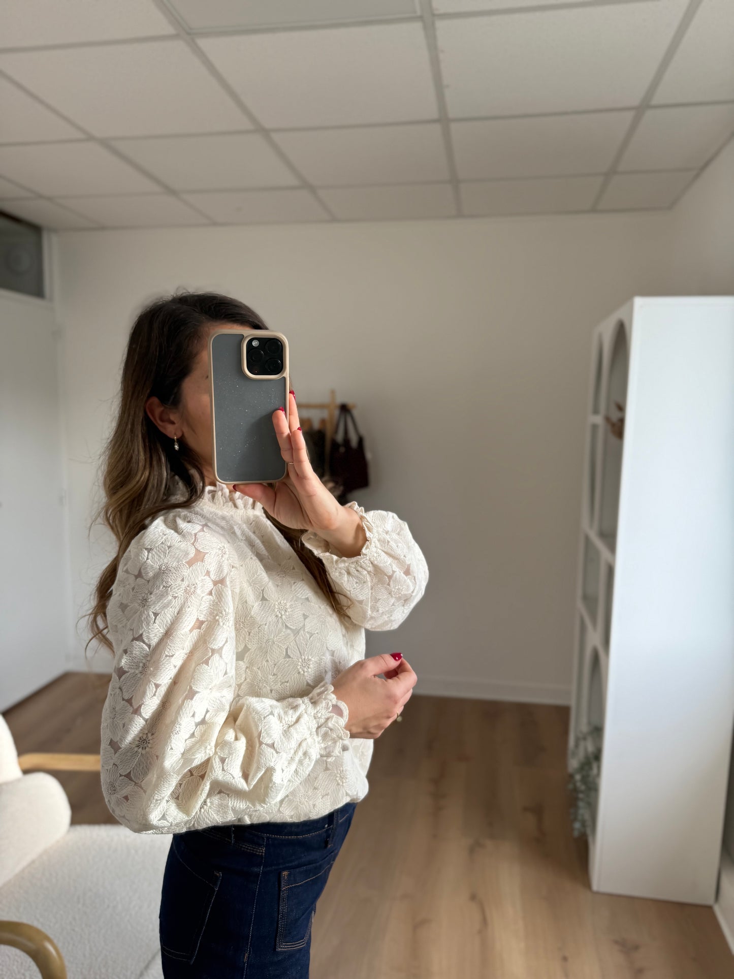 Blouse en dentelle écrue Alma