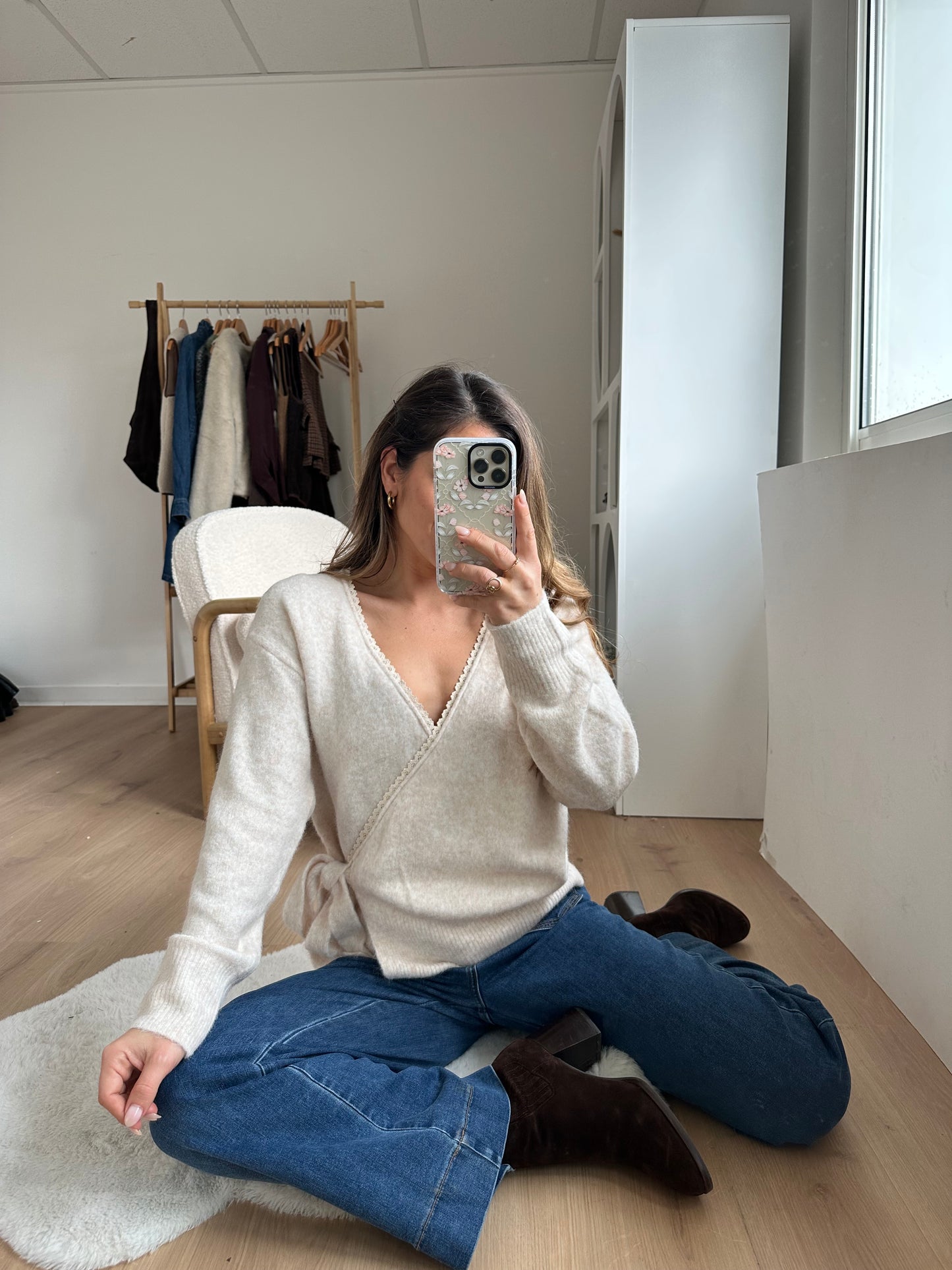 Cardigan à noeud Chloé beige