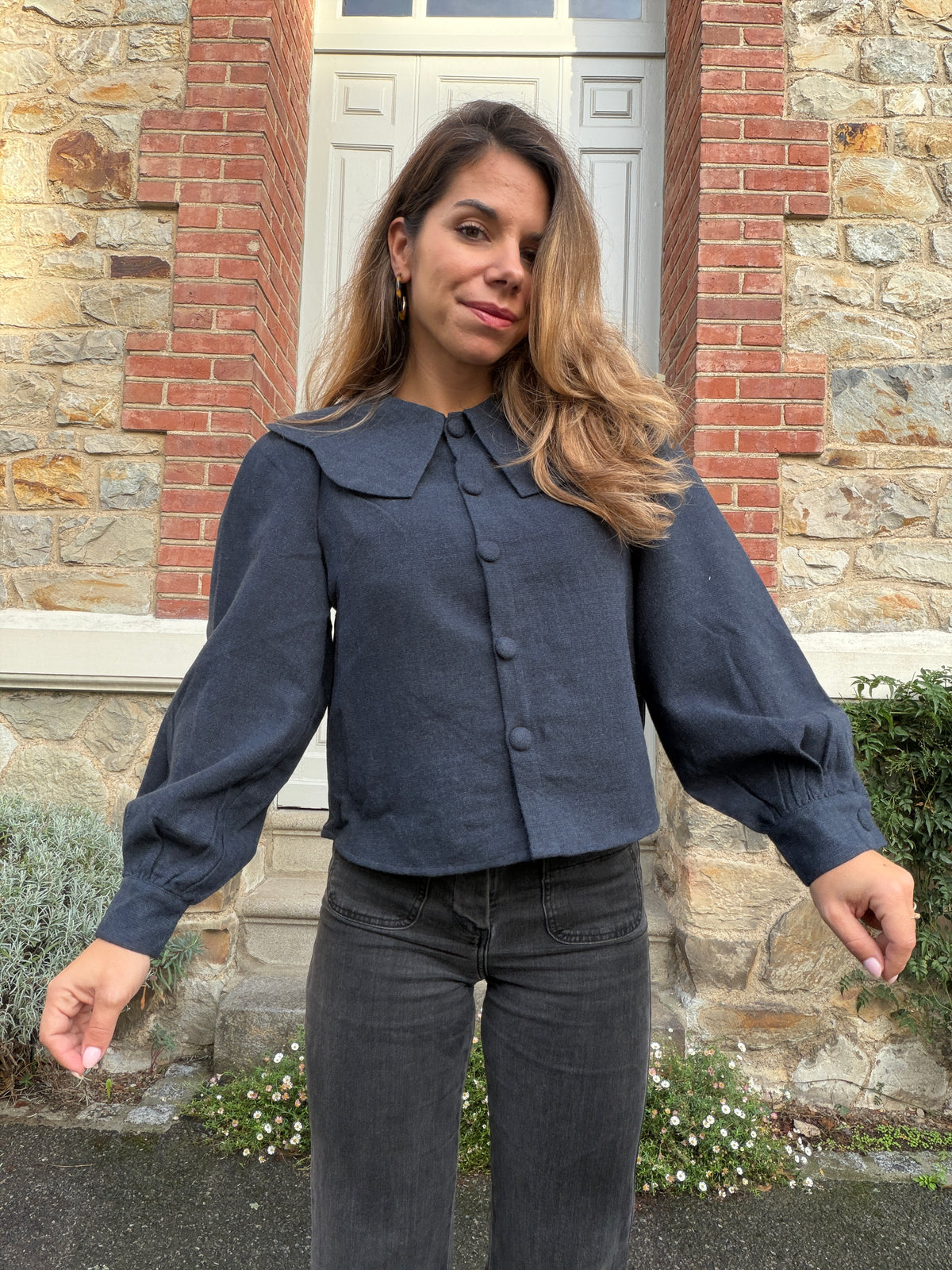 Blouse à col volanté Elisabeth