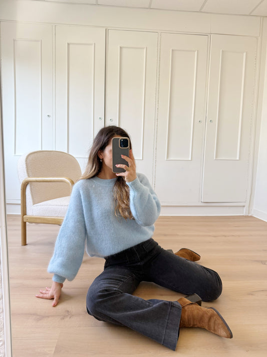 Maille en mohair et laine Gaia bleu glacier