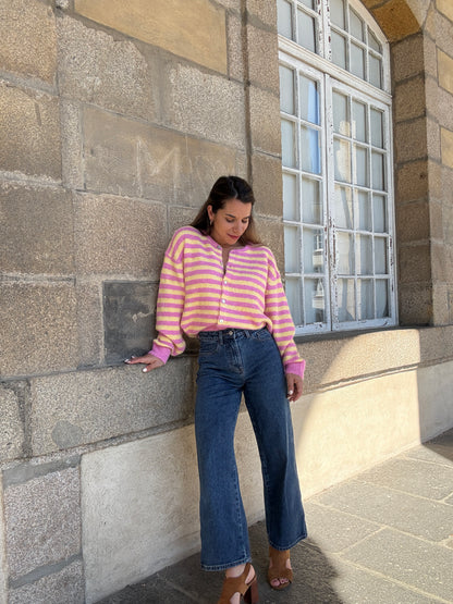 Cardigan Solela rose et jaune