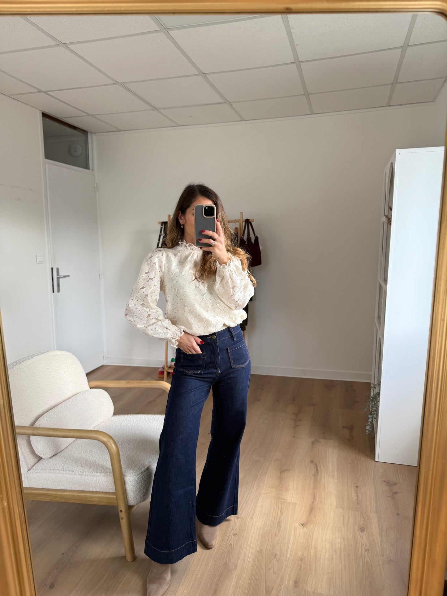 Blouse en dentelle écrue Alma