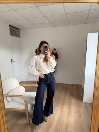 Blouse en dentelle écrue Alma