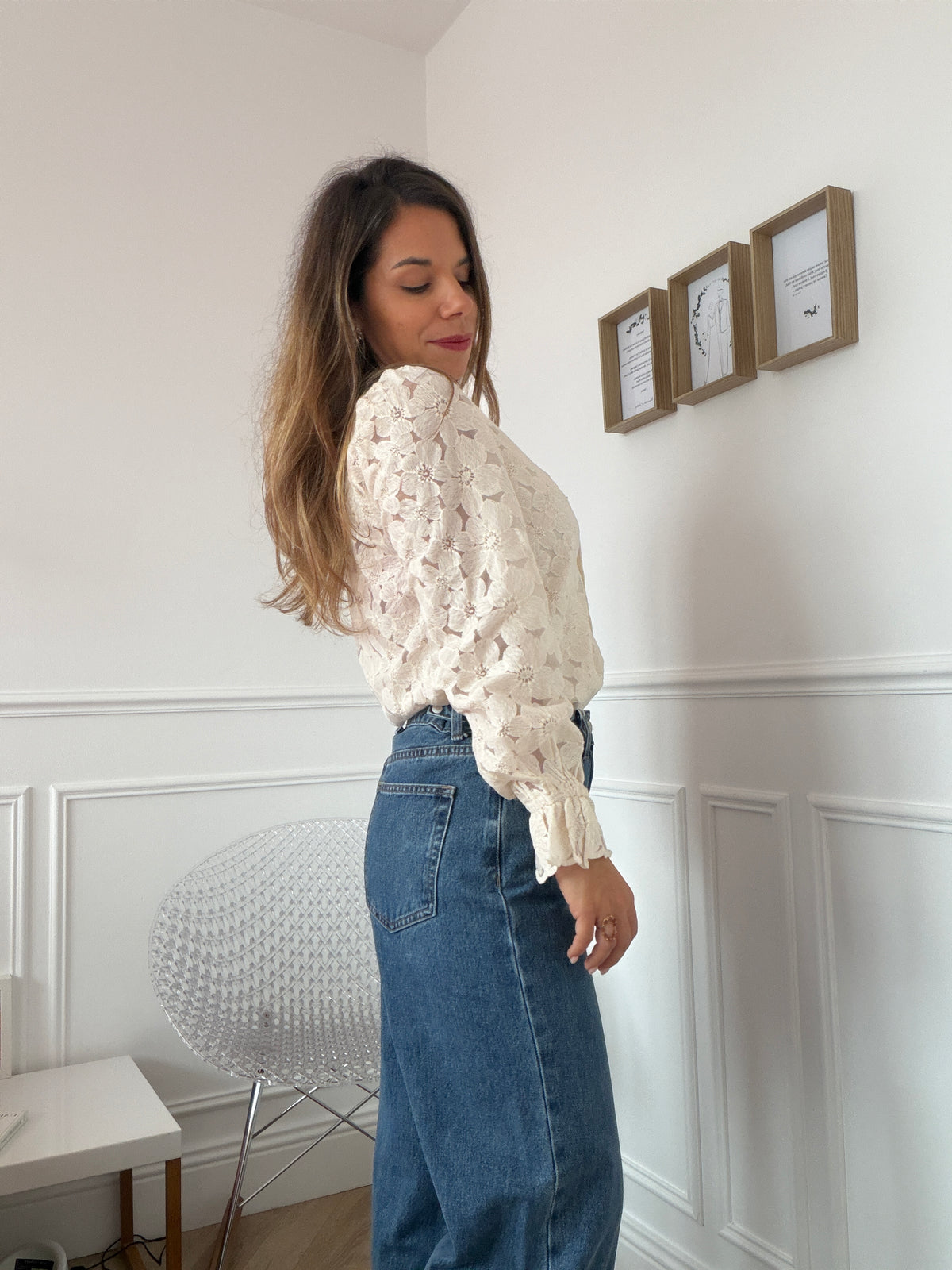 Blouse en dentelle écrue Léandre