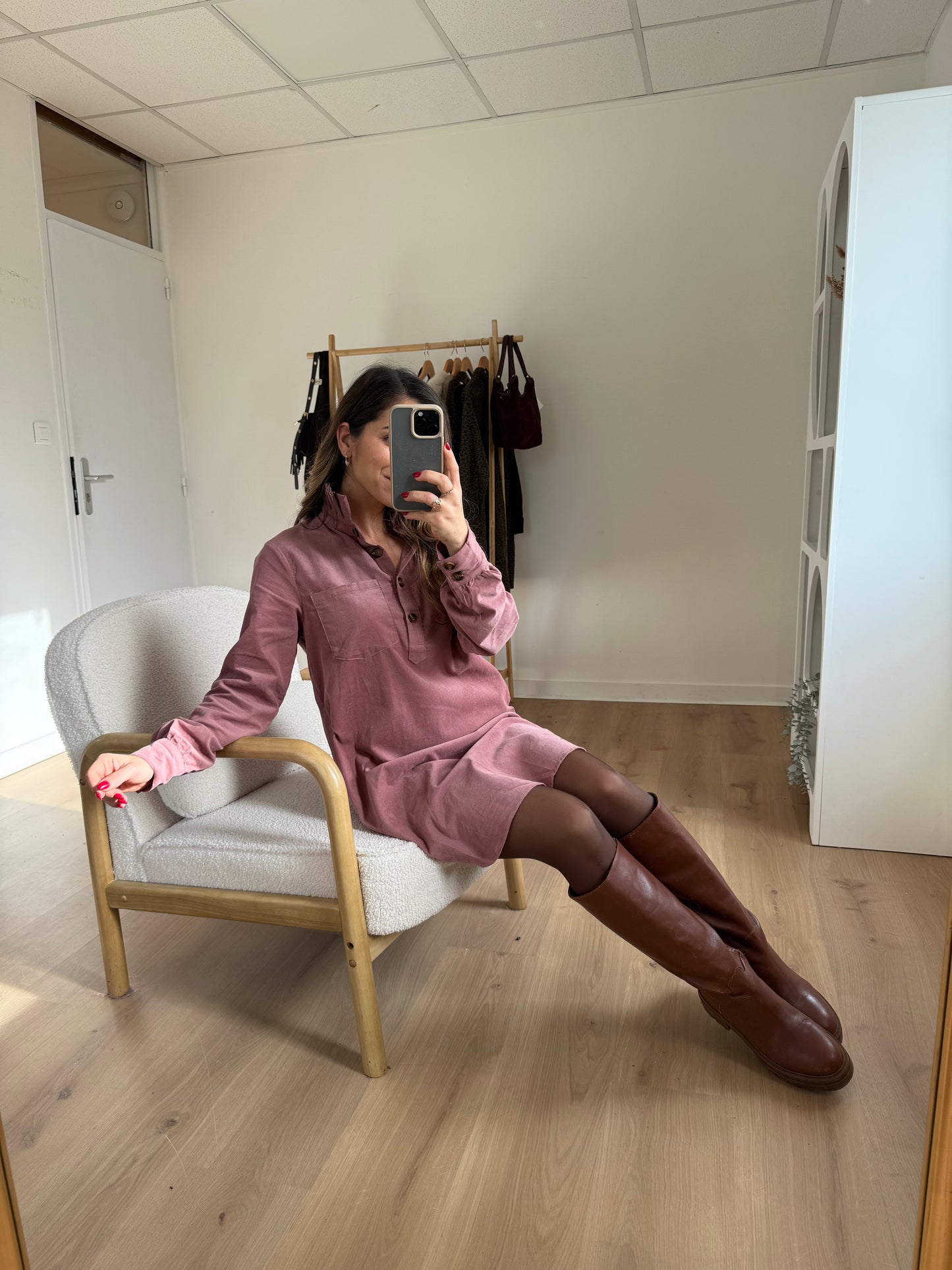 Robe en velours rose Alba
