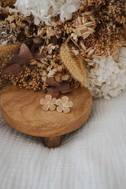 Boucles d'oreille Bloomie beige
