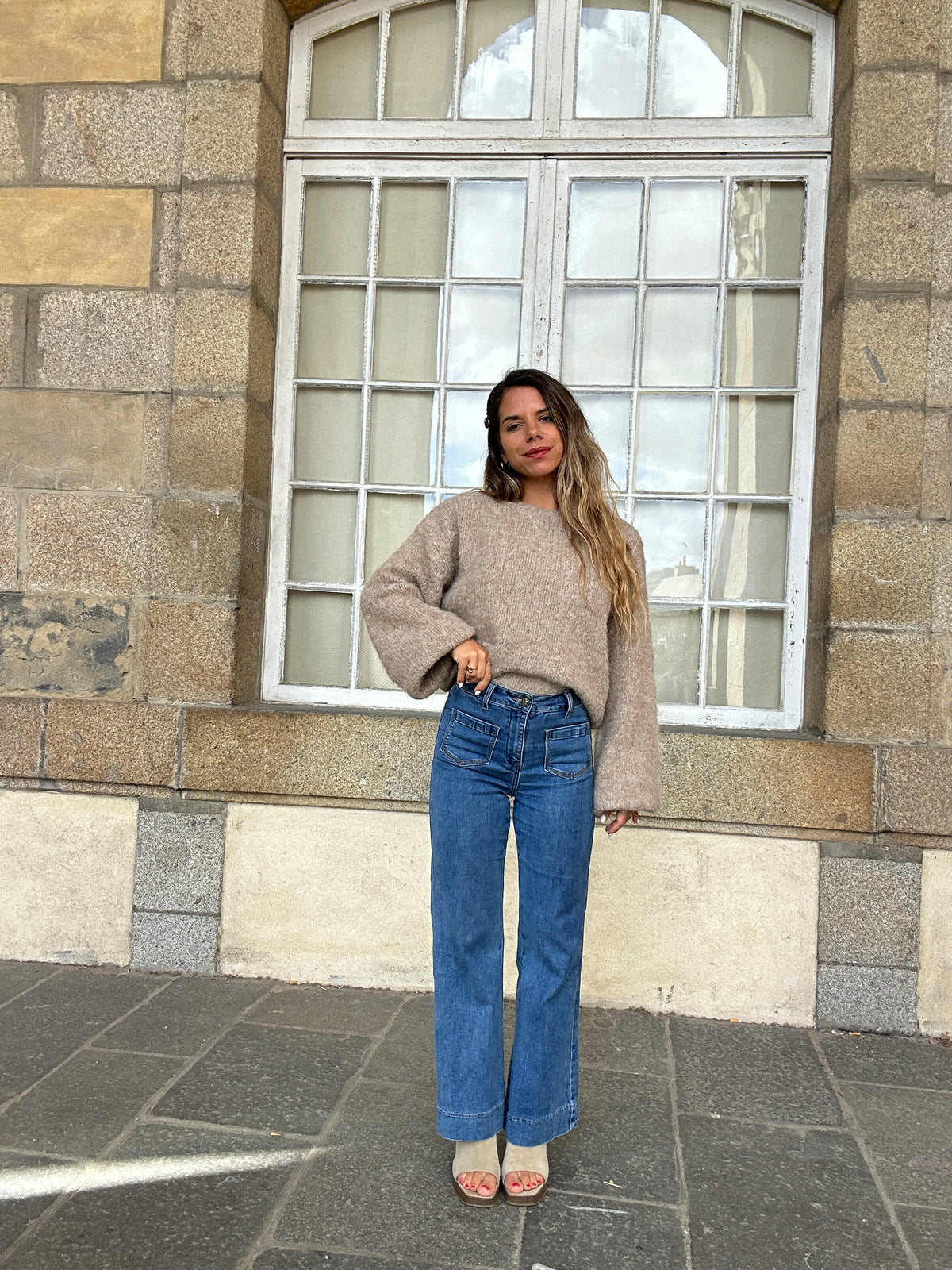 Pull en laine Taupe Henri