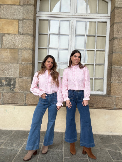 Blouse brodée baby pink Apolline