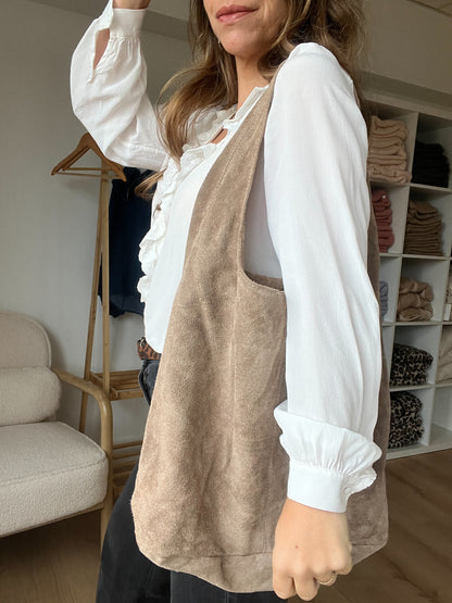 Sac à main en daim Marine Taupe