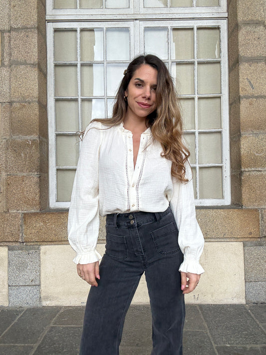 Blouse écrue en double gaze Lili