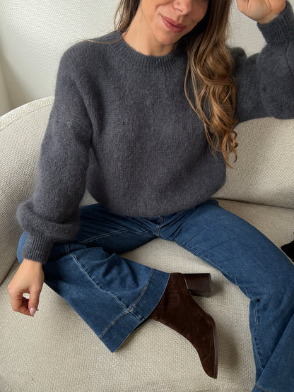 Maille en mohair et laine Gaia gris foncé