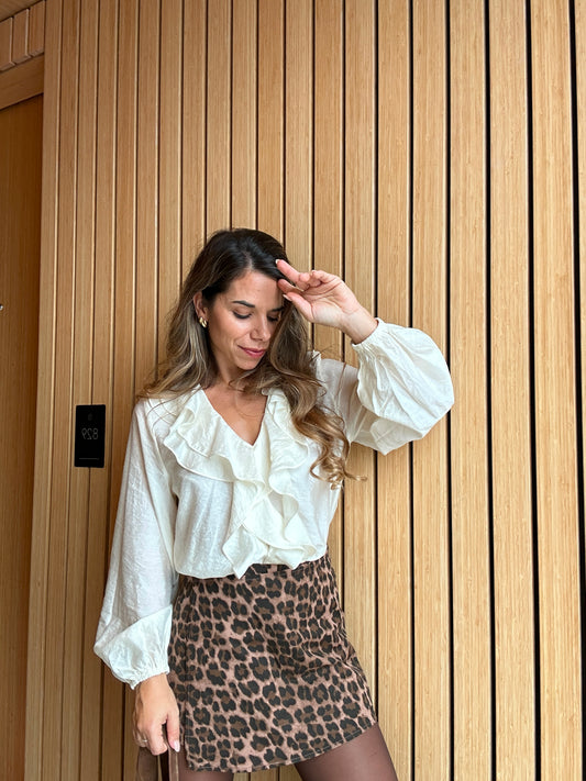 Blouse volantée écrue Adèle