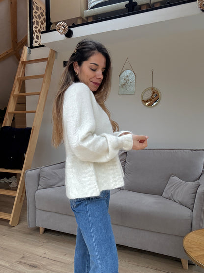 Pull peplum Elia écrue