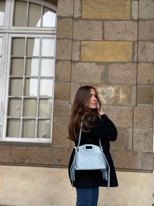 Sac à main en cuir Jodie bleu pastel