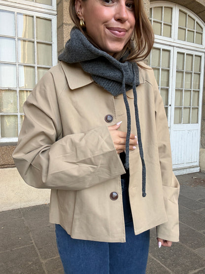 Cagoule en laine et cachemire grise