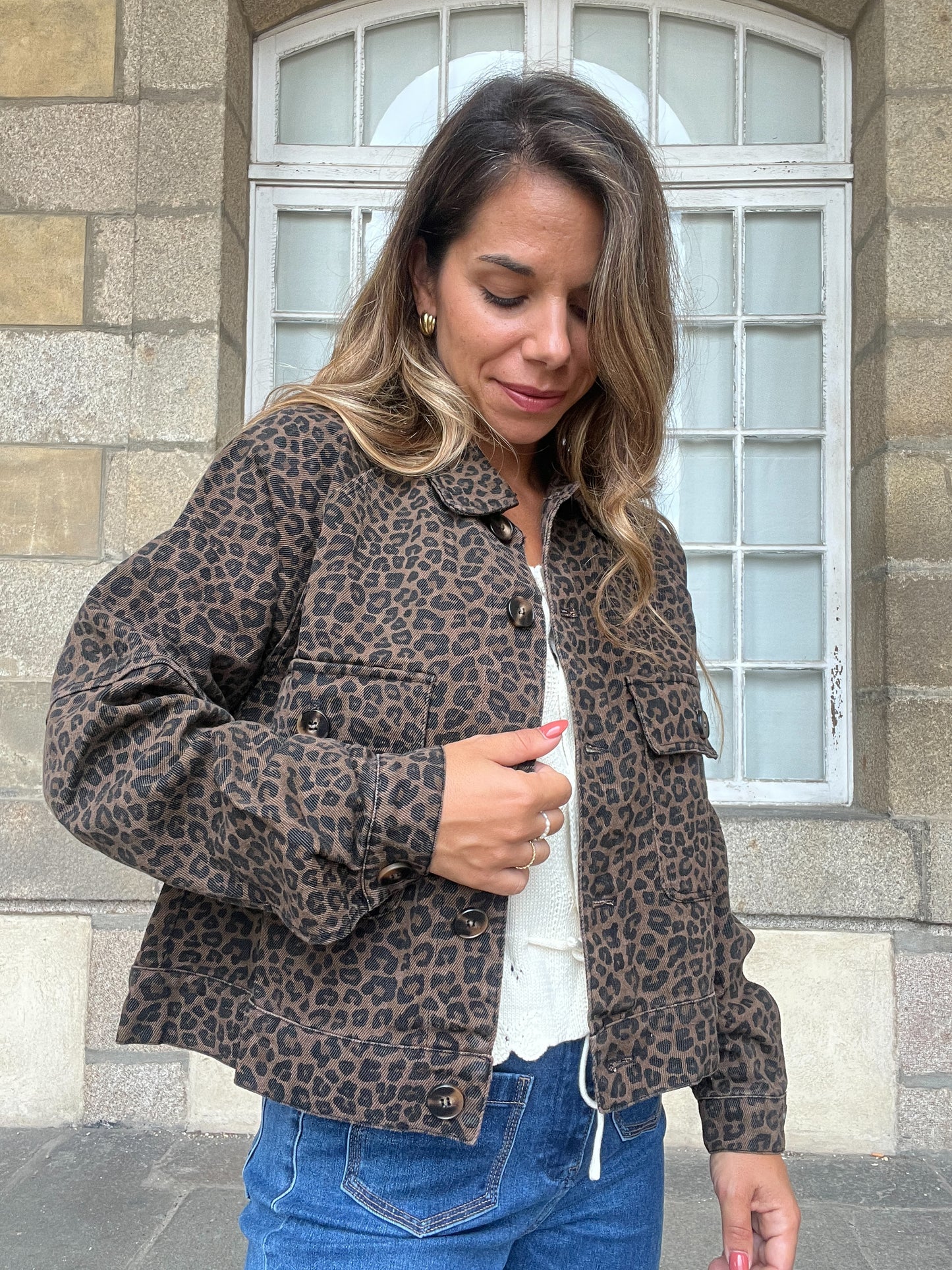 Veste léopard marron Alix
