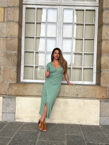 Robe Romane à manches courtes vert d’eau