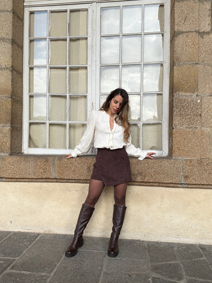Jupe short en suédine Selena chocolat