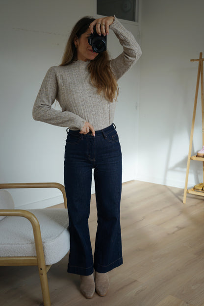 Pull fin Clara taupe