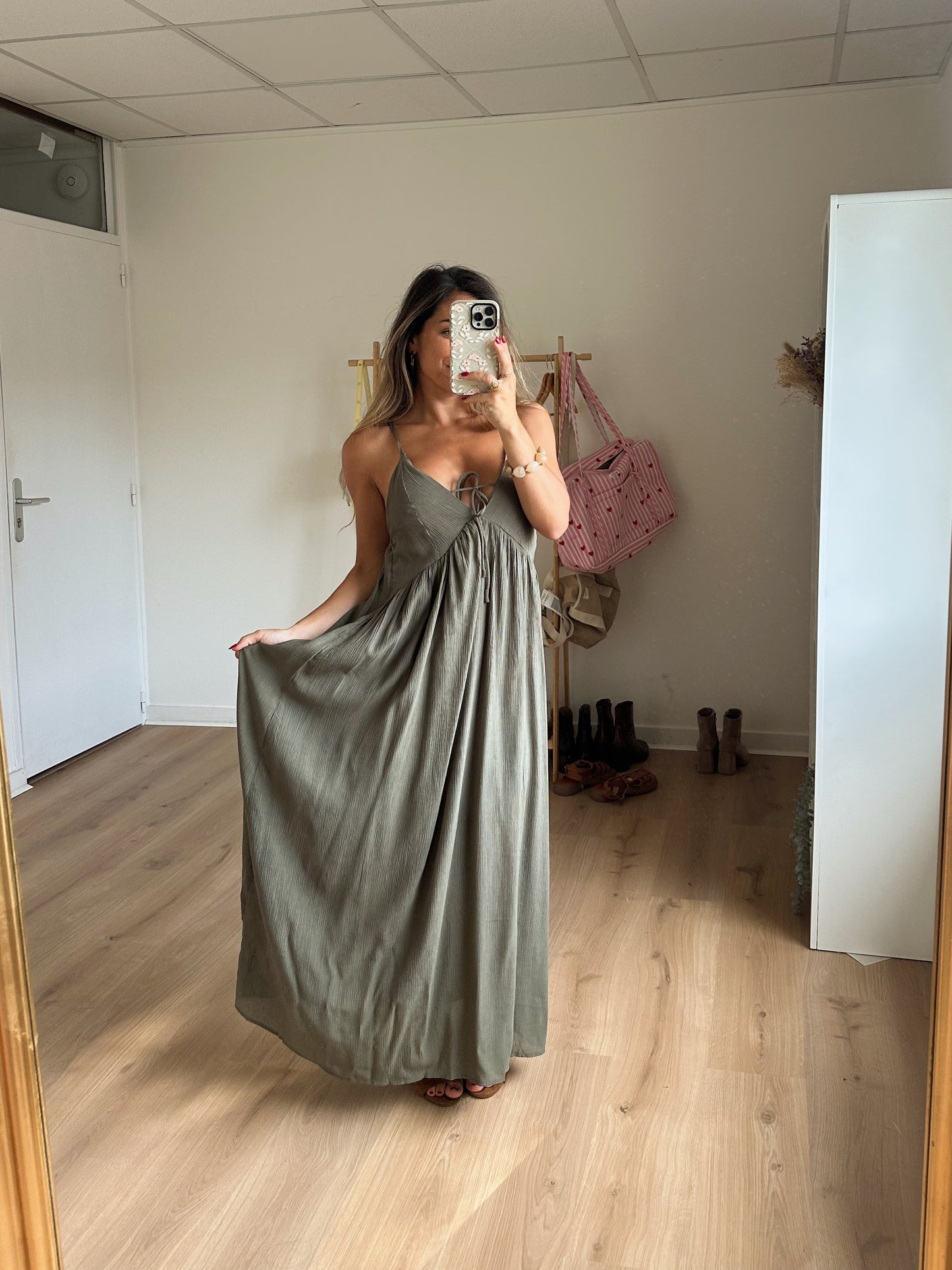 Robe longue Stella kaki