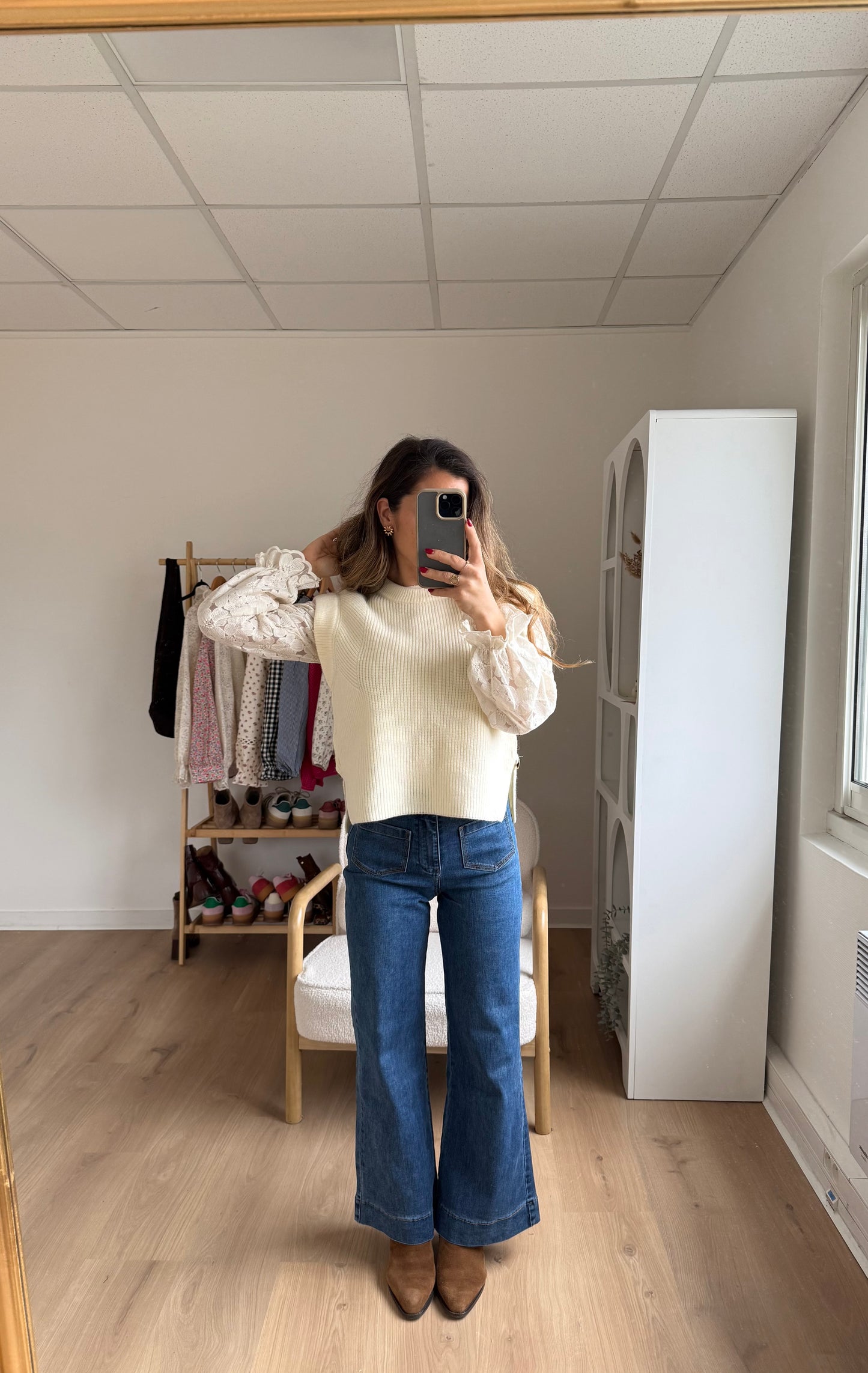 Pull sans manches Isaure écru