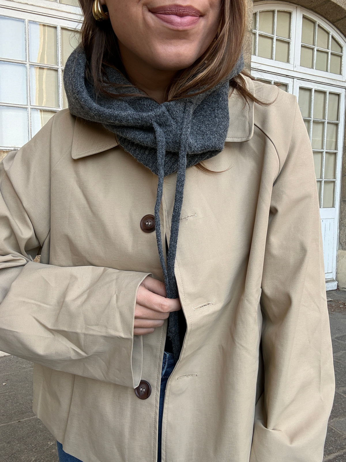 Cagoule en laine et cachemire grise