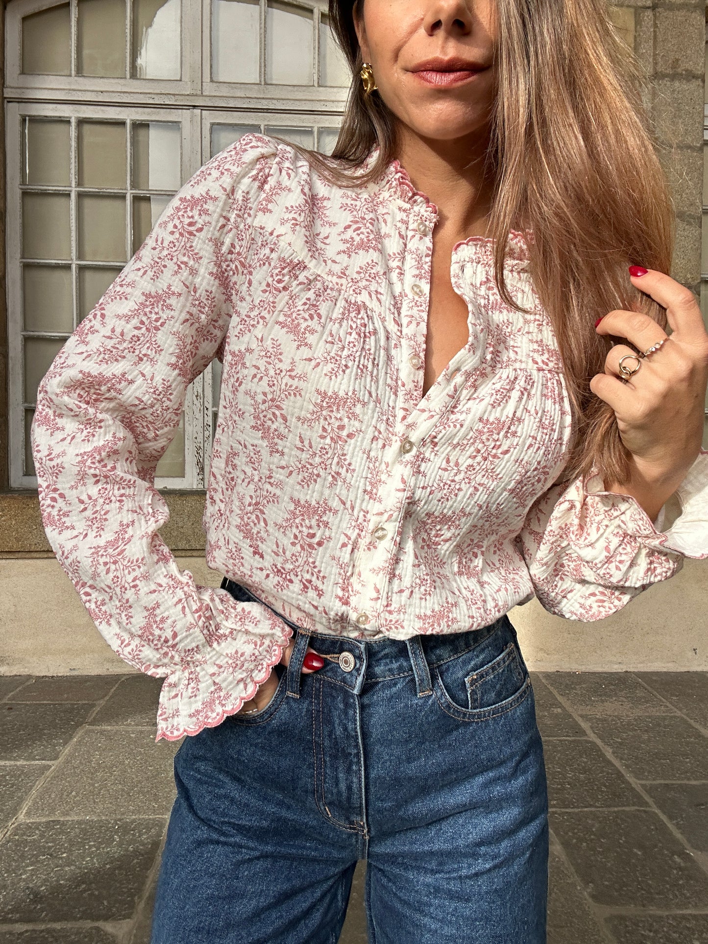 Blouse fleurie Amélia rose