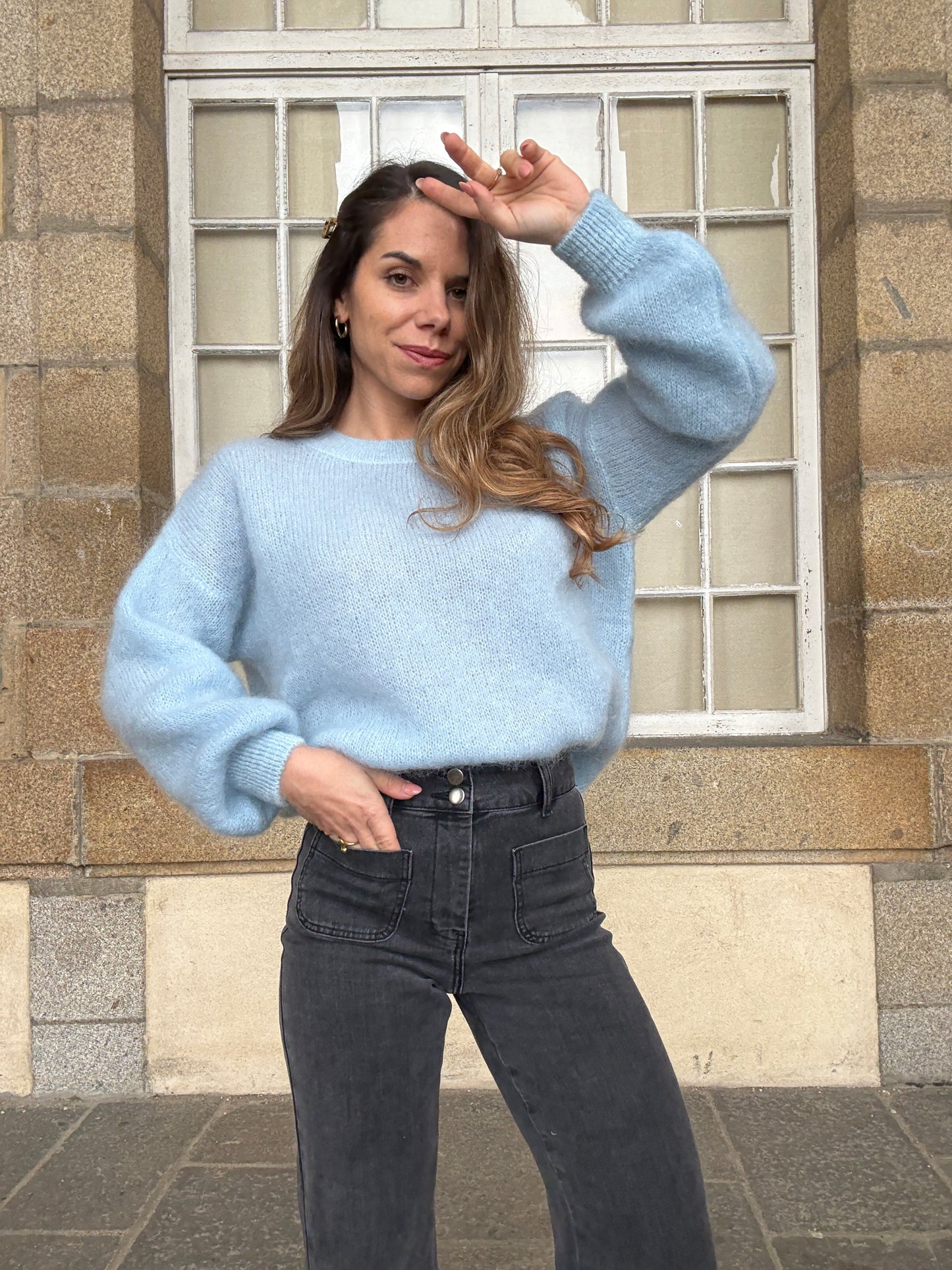 Maille en mohair et laine Gaia bleu glacier