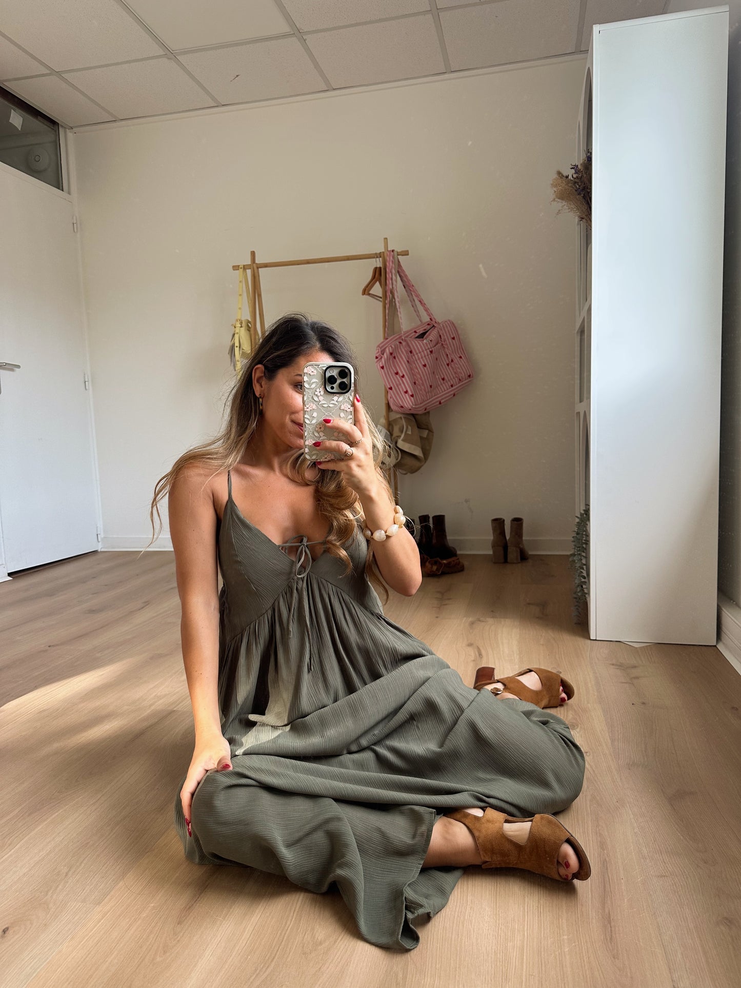Robe longue Stella kaki