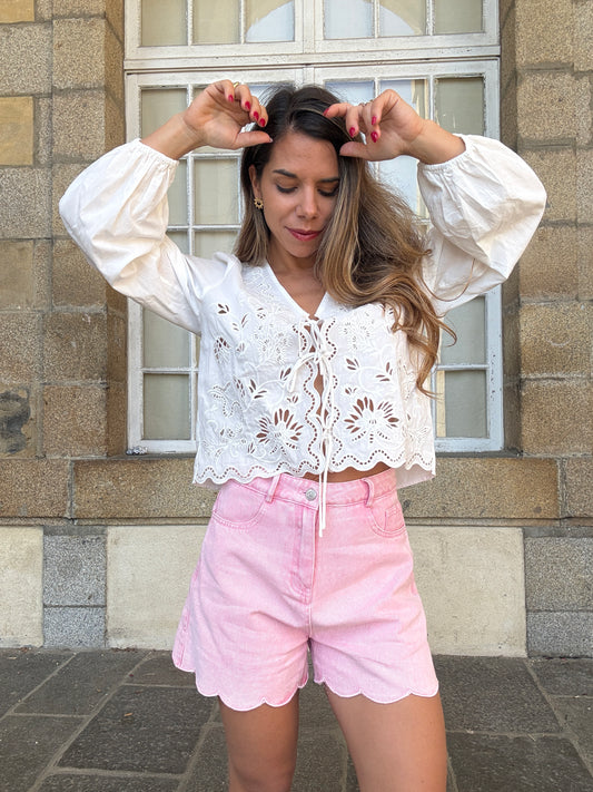 Short en jean Pippa rose