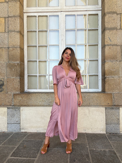 Robe longue Suzy vieux rose