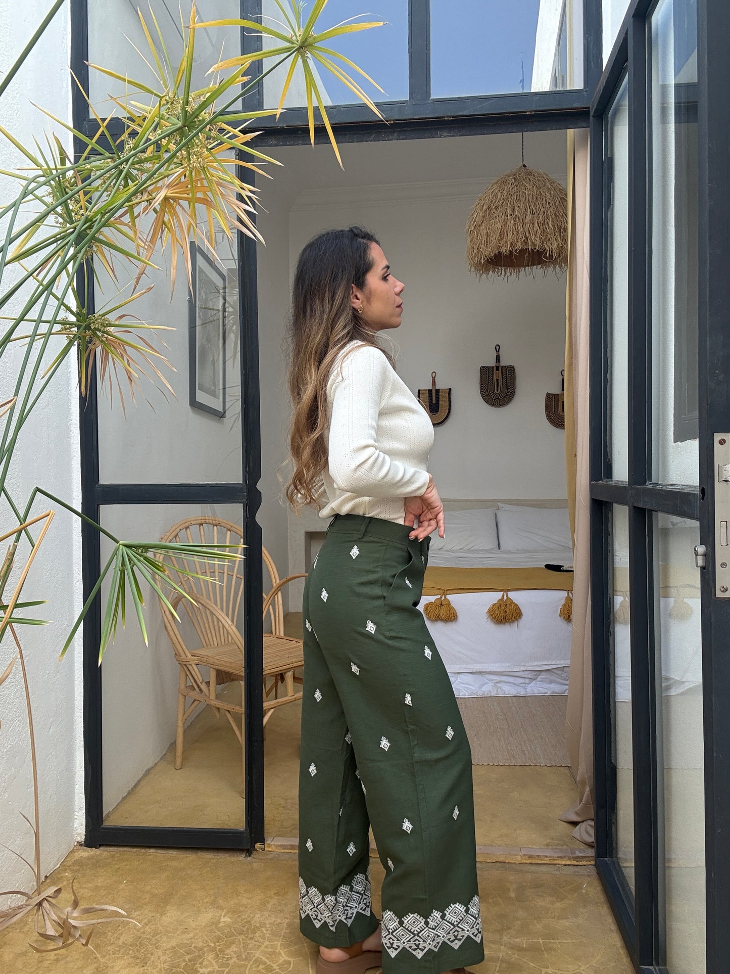 Pantalon fluide Lola kaki