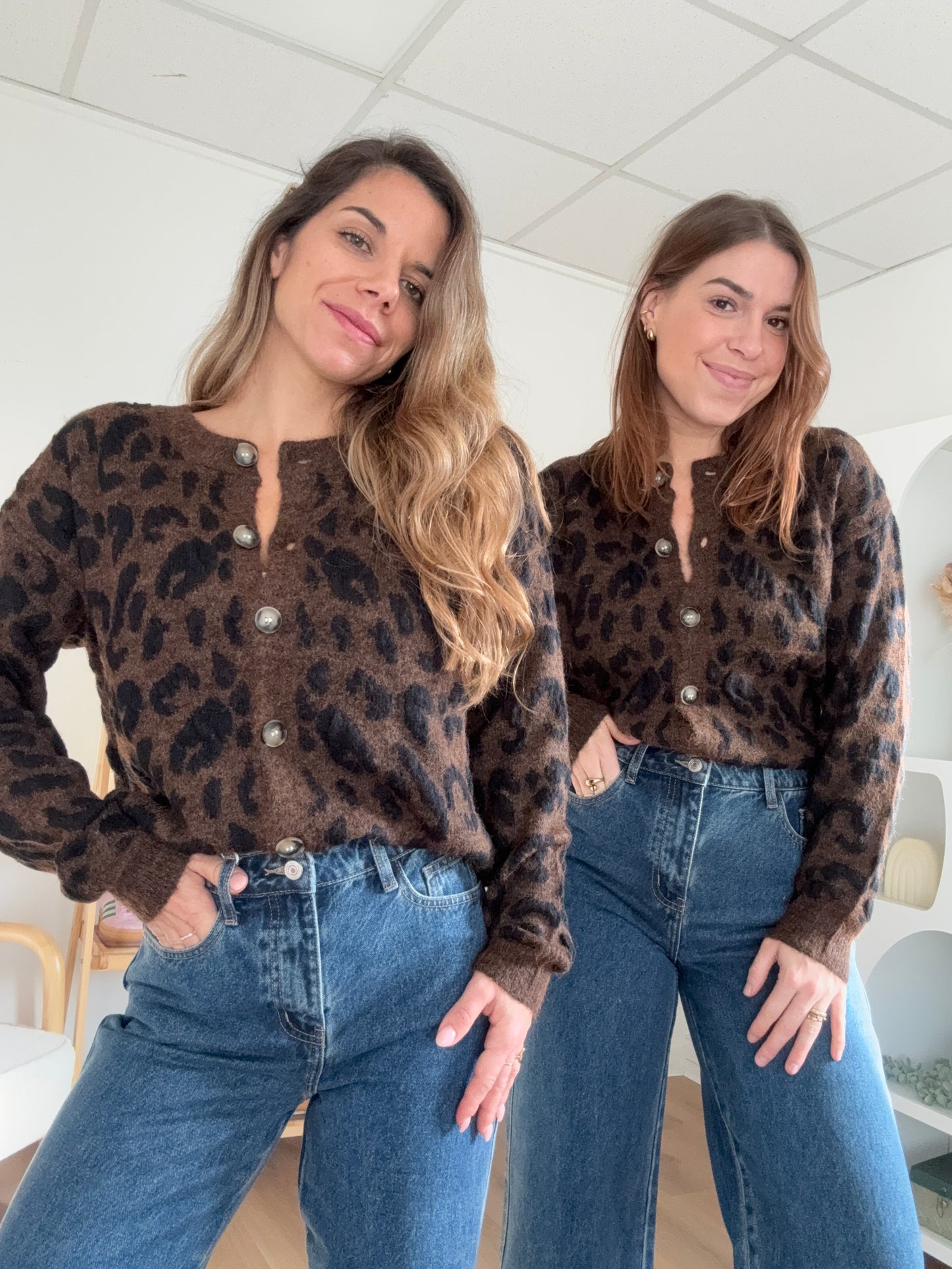 Cardigan léopard Camille marron