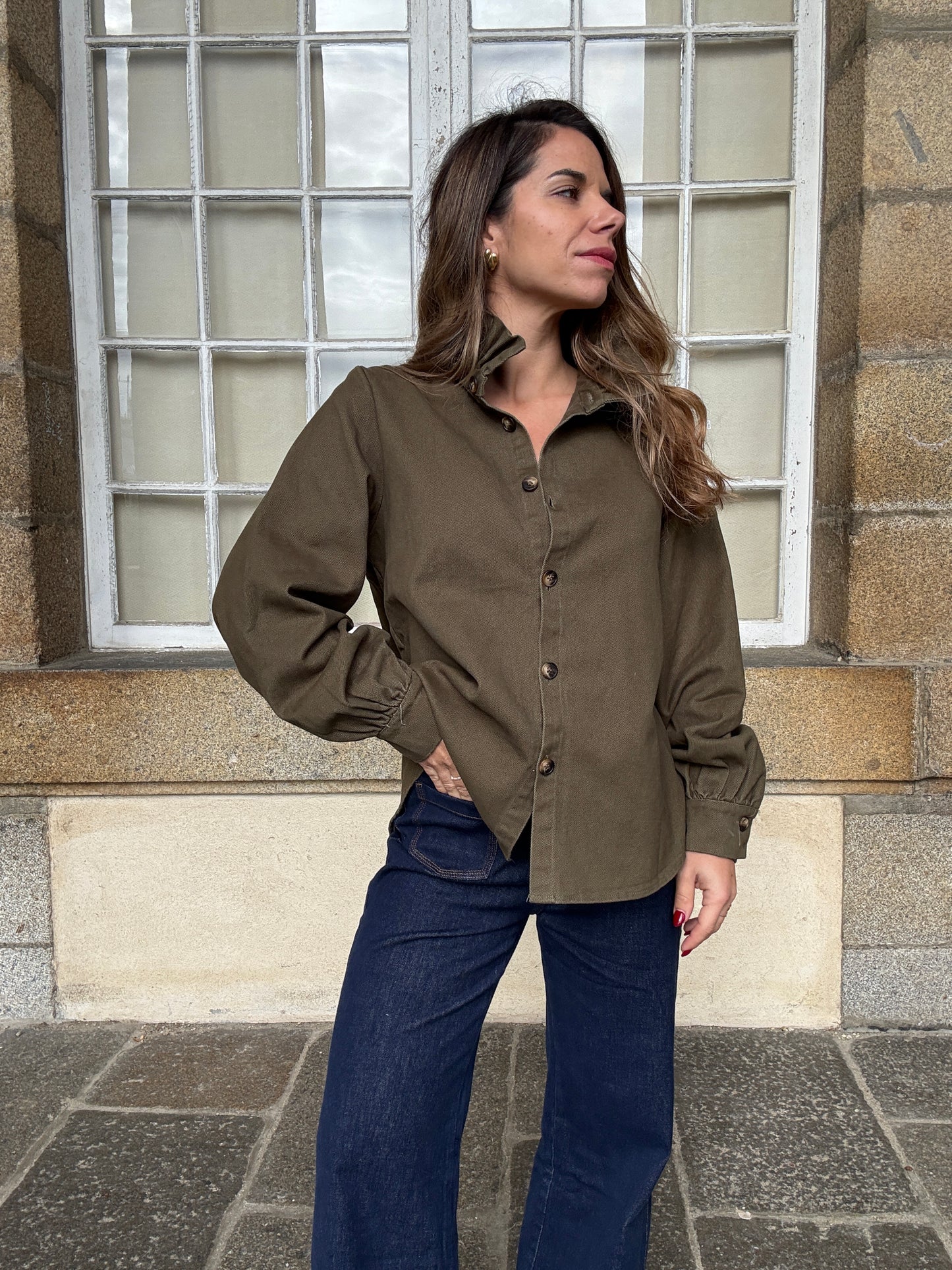 Veste en jean Céleste kaki