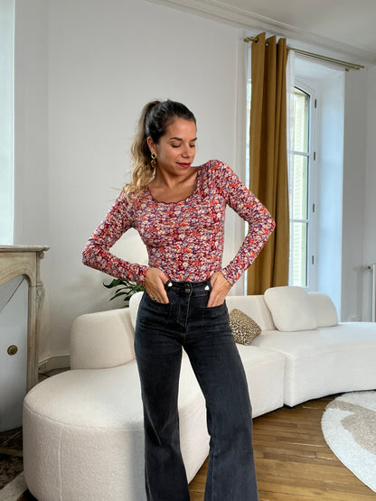 Body Martha fleuri bordeaux