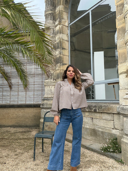 Blouse à carreaux chocolat Albane