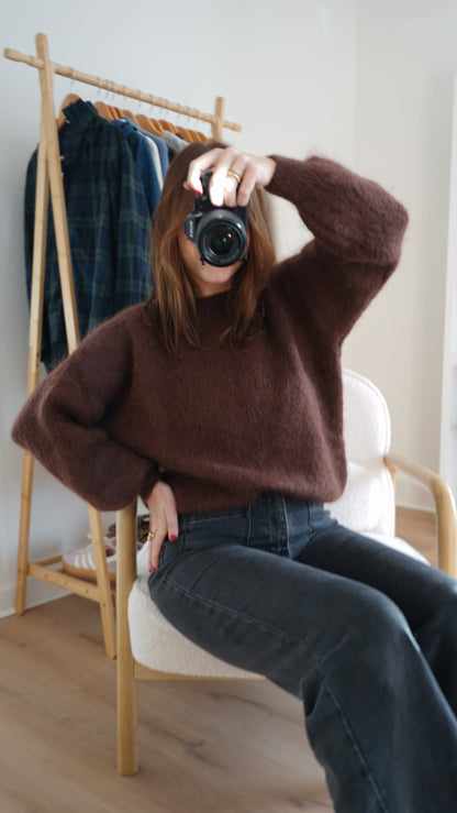 Maille en mohair et laine Gaia chocolat