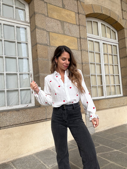 Blouse Victoire cœur en gaze de coton