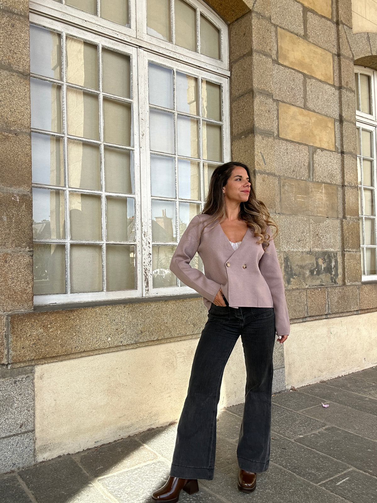 Pull en maille Amanda taupe