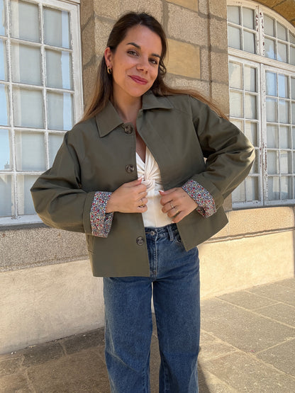 Veste trench Edith en coton Liberty kaki
