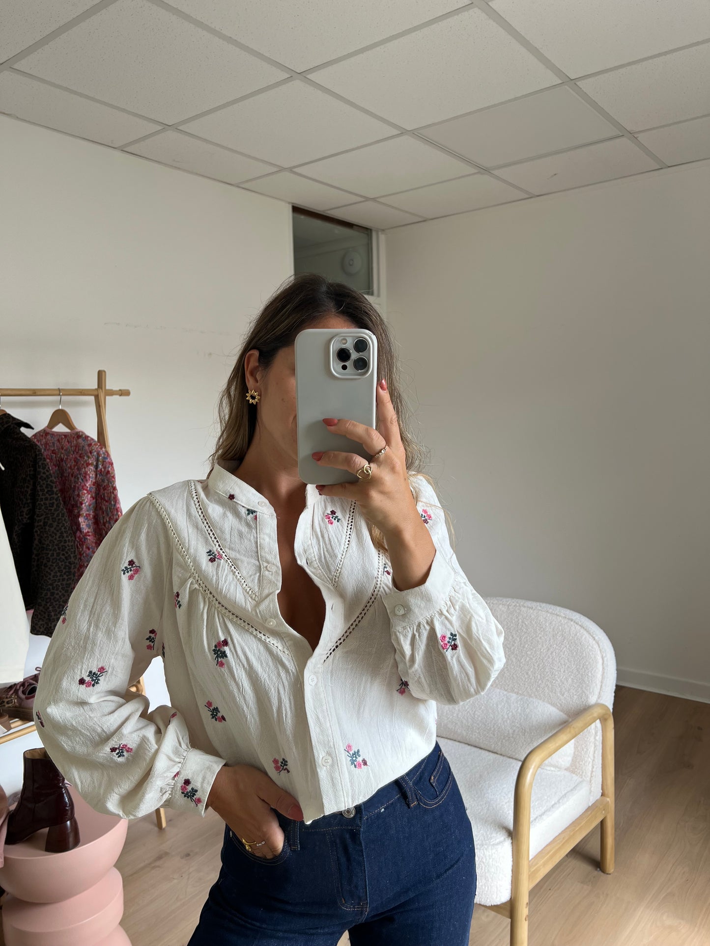 Blouse brodée fleurie Paula