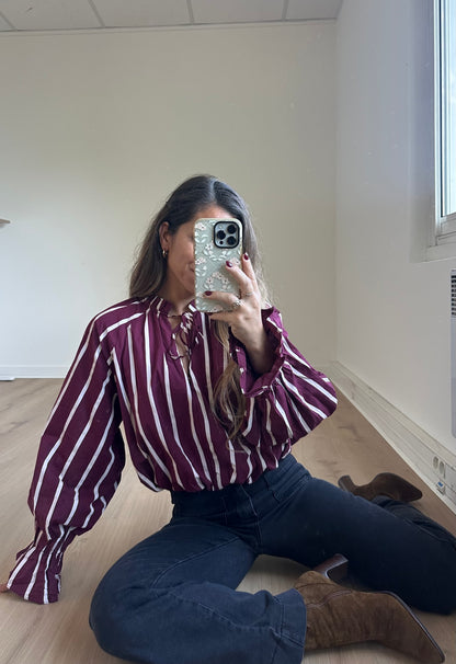 Chemise Nina à rayures bordeaux